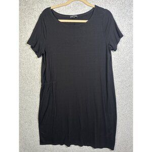 Eileen Fisher Dress Medium Stretch Womens Black Short Sleeve Capsule Minimal